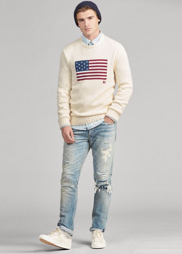 Sueter Polo Ralph Lauren Hombre Creme - The Iconic Flag - FAXRD5074